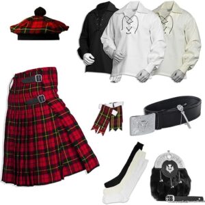 UMAM Tartan Kilt Set - 09 Pieces Kilt Accessories for Men, Scottish Outfit