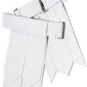 UMAM Kilt Flashes for Men with Heavy Buckle Adjusters, Plain & Tartan Kilt Sock Flashes. - White 061flbu