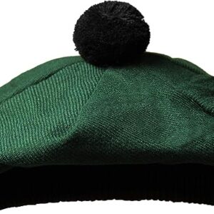 UMAM Scottish Traditional Tam o' Shatner Acrylic Wool Tammy Hat Flat Bonnet Kilt Many Tartans - Green Plain 030tcp