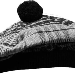 UMAM Scottish Traditional Tam o' Shatner Acrylic Wool Tammy Hat Flat Bonnet Kilt Many Tartans - Grey Watch Day 010tcp