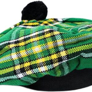 UMAM Scottish Traditional Tam o' Shatner Acrylic Wool Tammy Hat Flat Bonnet Kilt Many Tartans - Irish Green 007tcp