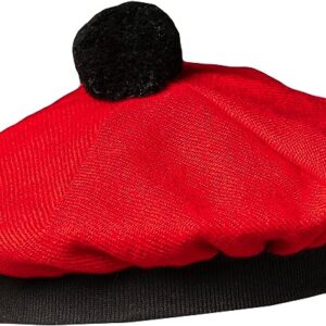UMAM Scottish Traditional Tam o' Shatner Acrylic Wool Tammy Hat Flat Bonnet Kilt Many Tartans - Red Plain 060tcp