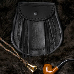 UMAM Traditional Scottish Full and Semi Dress Celtic Sporran in Real Leather and different furs - Kilt Sporran and Belt - RobRoy Black