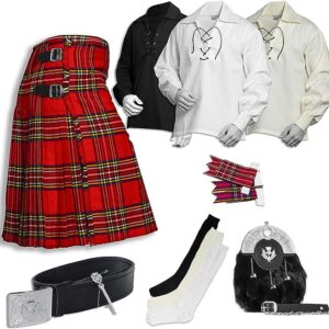UMAM Tartan Kilt Set – 08 Pieces Kilt Accessories for Men, Scottish Outfit