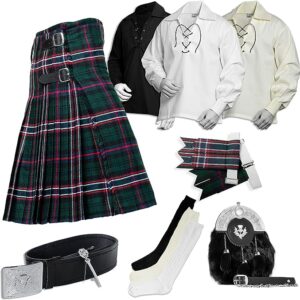 UMAM Tartan Kilt Set – 08 Pieces Kilt Accessories for Men, Scottish Outfit