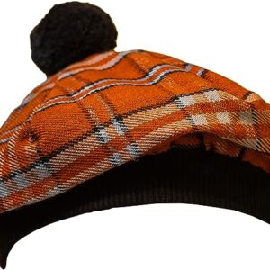 UMAM Scottish Traditional Tam o' Shatner Acrylic Wool Tammy Hat Flat Bonnet Kilt Many Tartans - Tennessee Volunteer Orange