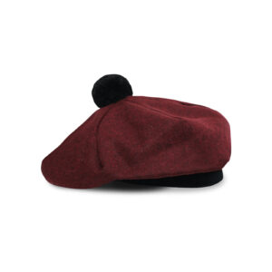 Scottish Traditional Tam o' Shatner Full Wool Tammy Hat Flat Bonnet Kilt Many Tartans - Burgundy