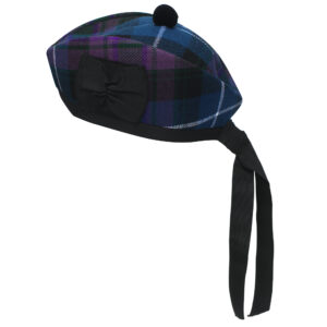 Glengarry Cap-Traditional Scottish Hat,100% Wool, Acrylic Wool Tartan,Kilts/Bagpipes Accessories,Polyester Cotton Ribbon
