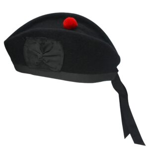 Glengarry Cap-Traditional Scottish Hat,100% Wool, Acrylic Wool Tartan,Kilts/Bagpipes Accessories,Polyester Cotton Ribbon