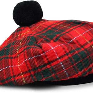 UMAM Scottish Traditional Tam o' Shatner Acrylic Wool Tammy Hat Flat Bonnet Kilt Many Tartans - Bruce