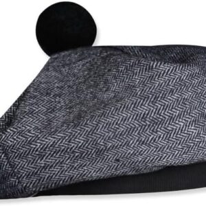 UMAM Scottish Traditional Tam o' Shatner Acrylic Wool Tammy Hat Flat Bonnet Kilt Many Tartans - Charcoal Grey