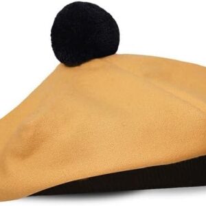UMAM Scottish Traditional Tam o' Shatner Acrylic Wool Tammy Hat Flat Bonnet Kilt Many Tartans - Chessy Yellow 