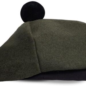 UMAM Scottish Traditional Tam o' Shatner Acrylic Wool Tammy Hat Flat Bonnet Kilt Many Tartans - Hunter Green