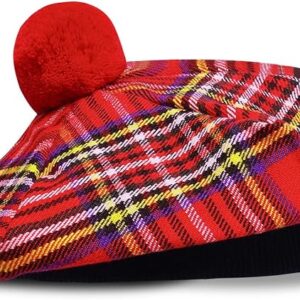 UMAM Scottish Traditional Tam o' Shatner Acrylic Wool Tammy Hat Flat Bonnet Kilt Many Tartans - Royal Stewart