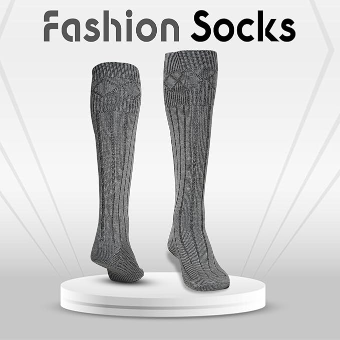 Scottish Highland Kilt Hose for Men, Ribbed Socks for USA Shoe Sizes, Wool Blend - Image 3