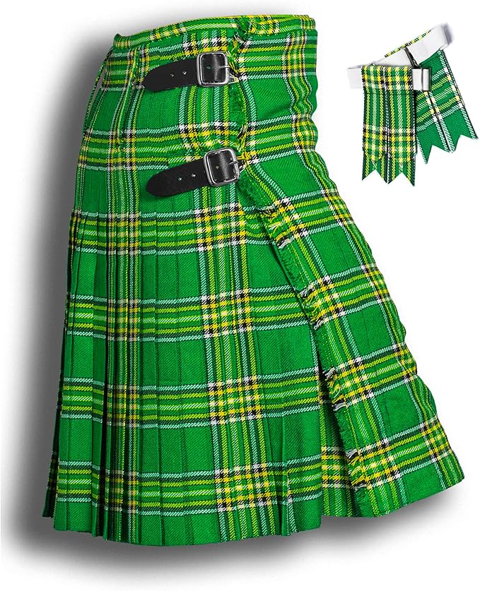 Kilt for Men, Premium Traditional Scottish Men's Kilt & Flashes - 5 Yard 16 oz Acrylic Wool