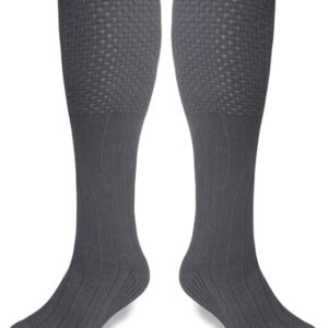 Scottish Highland Kilt Hose for Men, Ribbed Socks for USA Shoe Sizes, Wool Blend