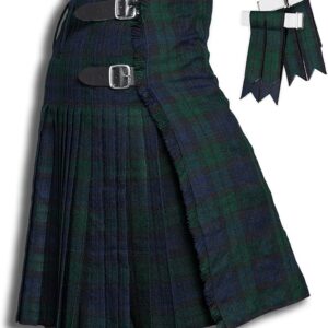 Kilt for Men, Premium Traditional Scottish Men's Kilt & Flashes - 5 Yard 16 oz Acrylic Wool